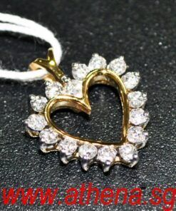 14K YG HEART SHAPE DESIGN DIAMOND PENDANT D16-0.50CTS 1.61G