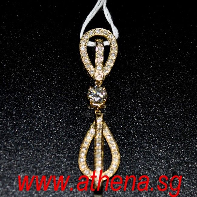 18K YG DIAMOND PENDANT D1-0.52CTS D54-0.60CTS 4.04G - Image 2