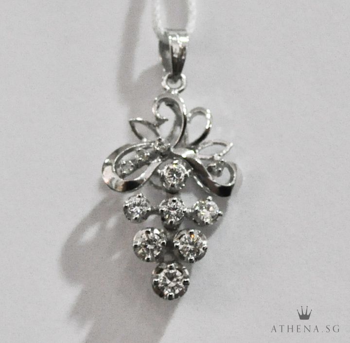 9K WG GRAPE DESIGN DIAMOND PENDANT D11-0.30CTS 2.44G - Image 2