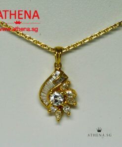 Alternative view of 20K YG FLOWER DESIGN DIAMOND PENDANT D1-0.25CTS MD6-0.25CTS TD16-0.32CTS 2.28G
