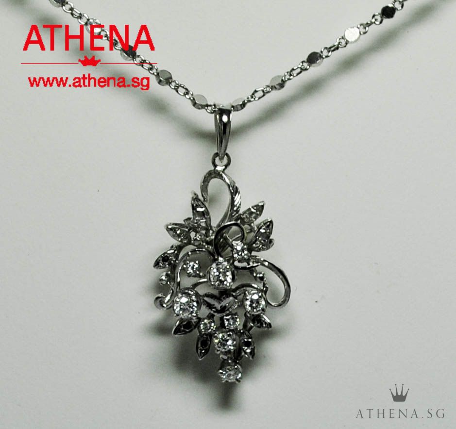 14K WG GRAPE DESIGN DIAMOND PENDANT D9-0.30CTS 3.73G