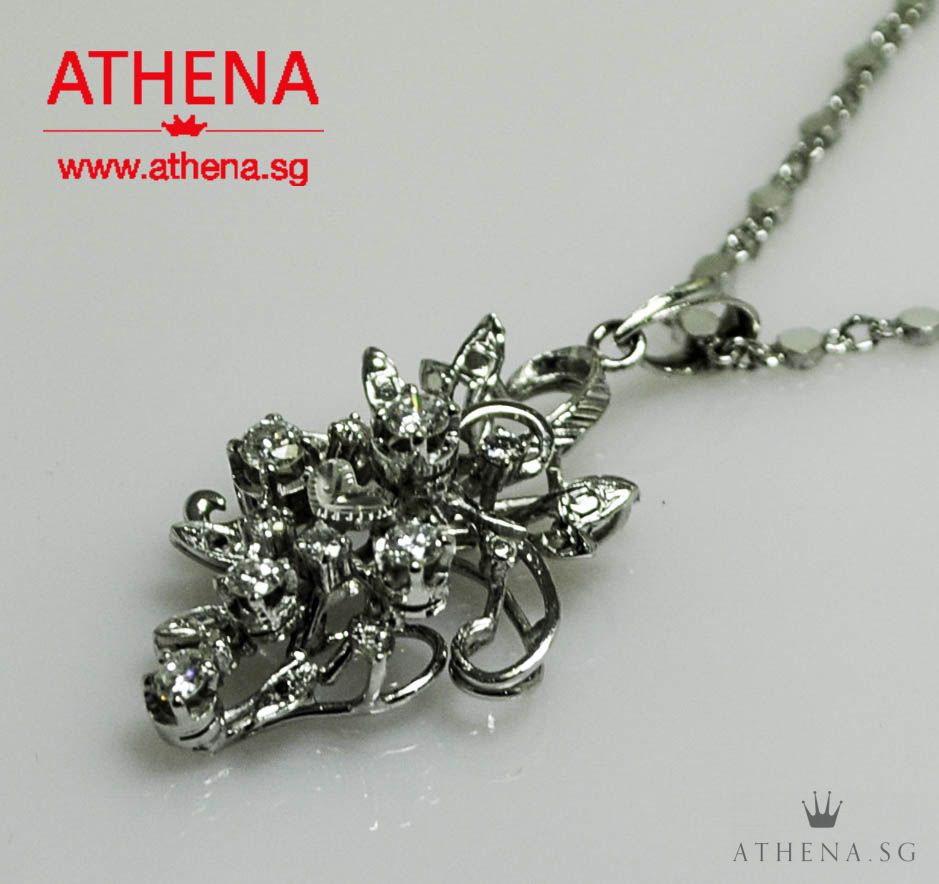 14K WG GRAPE DESIGN DIAMOND PENDANT D9-0.30CTS 3.73G - Image 2