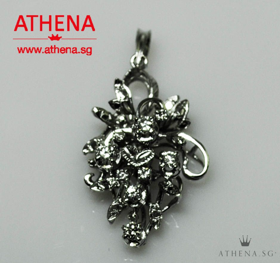 14K WG GRAPE DESIGN DIAMOND PENDANT D9-0.30CTS 3.73G - Image 4