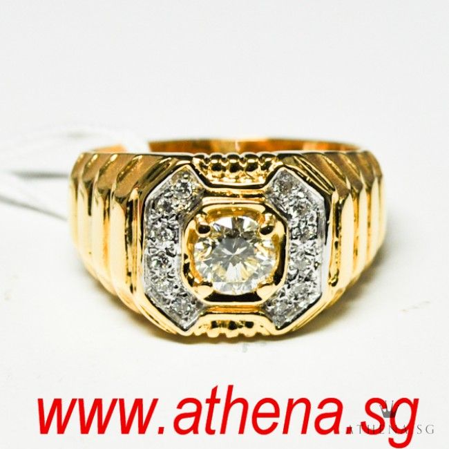 20K YG DIAMOND RING D1-0.50CTS D12-0.30CTS 8.07G (SIZE 18)