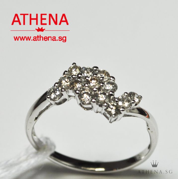 18K WG FLOWER DESIGN DIAMOND RING D13-0.26CTS 1.72G (SIZE 11)