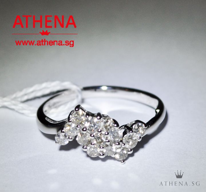 18K WG FLOWER DESIGN DIAMOND RING D13-0.26CTS 1.72G (SIZE 11) - Image 2
