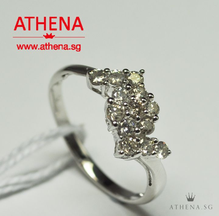 18K WG FLOWER DESIGN DIAMOND RING D13-0.26CTS 1.72G (SIZE 11) - Image 3