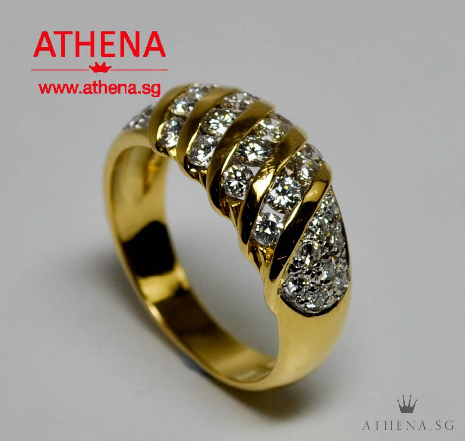 20K YG DIAMOND RING D32-1.00CTS 5.51G (SIZE 13)