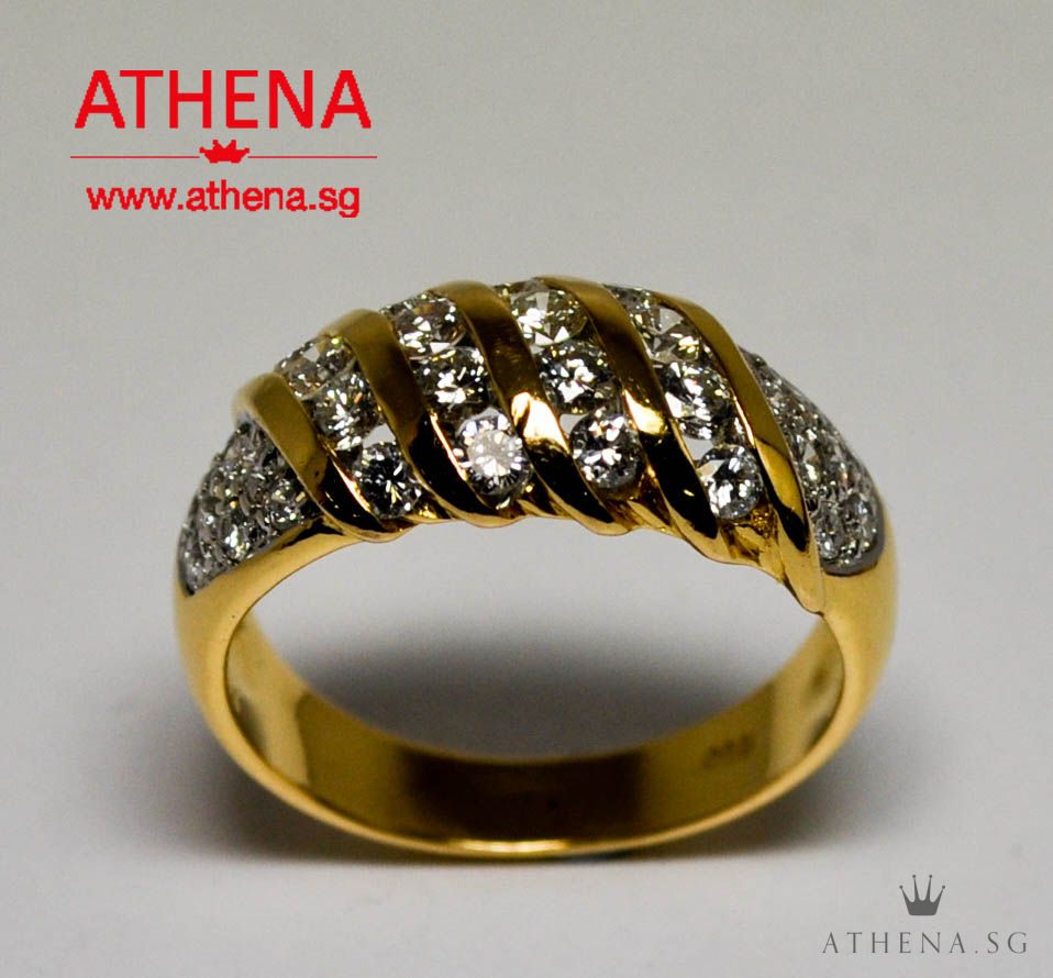 20K YG DIAMOND RING D32-1.00CTS 5.51G (SIZE 13) - Image 2