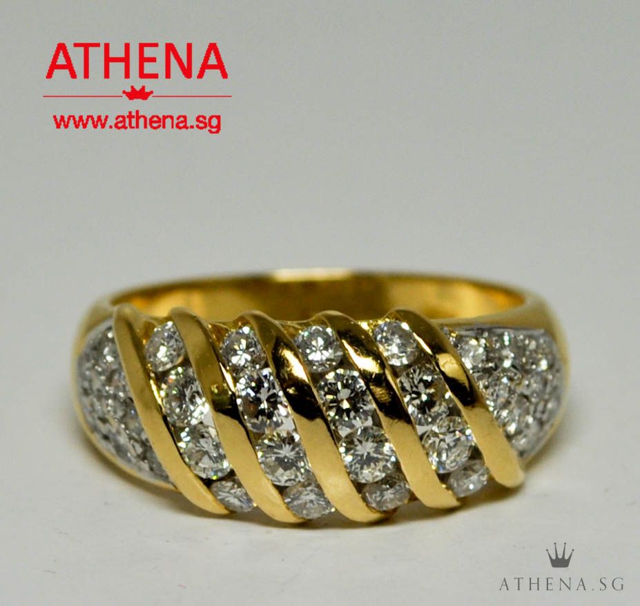 20K YG DIAMOND RING D32-1.00CTS 5.51G (SIZE 13) - Image 3
