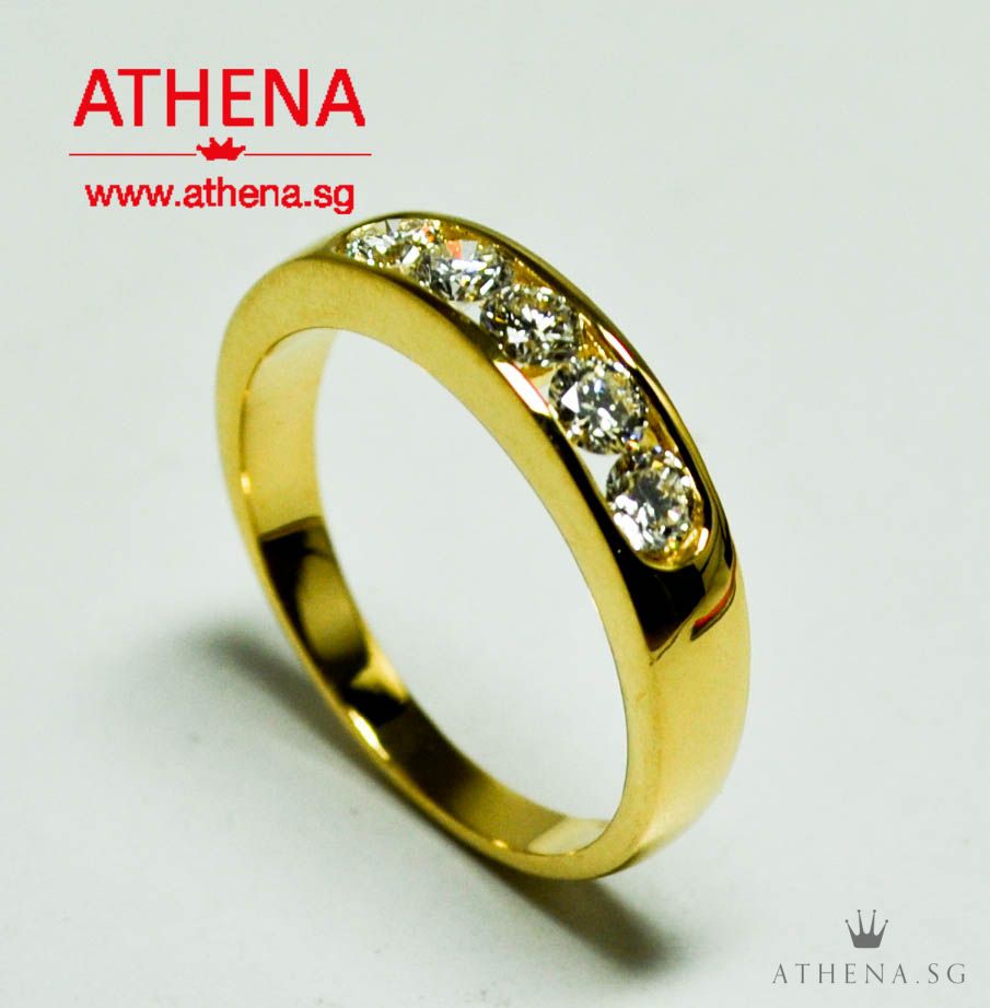 20K YG DIAMOND RING D5-0.40CTS 4.59G (SIZE 13.5)