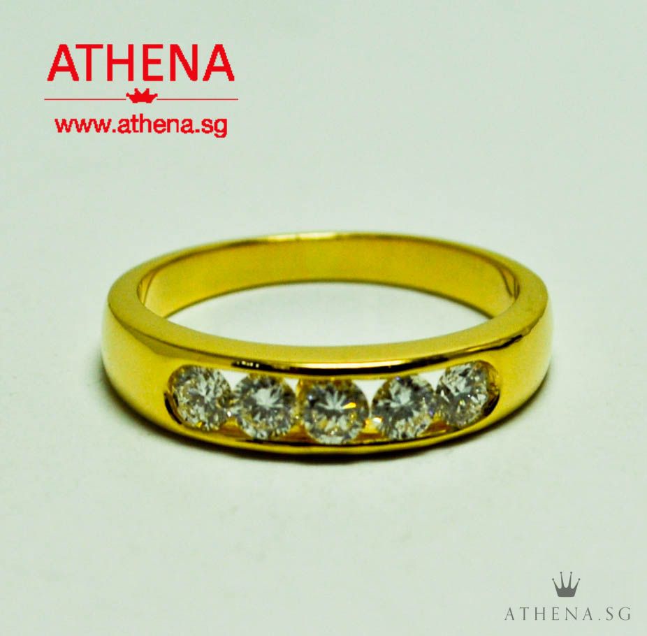 20K YG DIAMOND RING D5-0.40CTS 4.59G (SIZE 13.5) - Image 2
