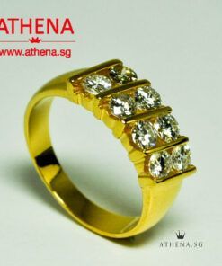 20K YG SLASH DESIGN DIAMOND RING D8-1.00CTS 5.94G (SIZE 14.5)