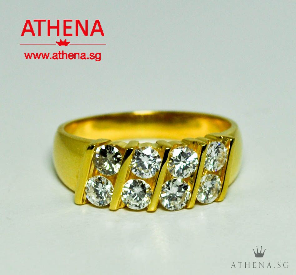 20K YG SLASH DESIGN DIAMOND RING D8-1.00CTS 5.94G (SIZE 14.5) - Image 2