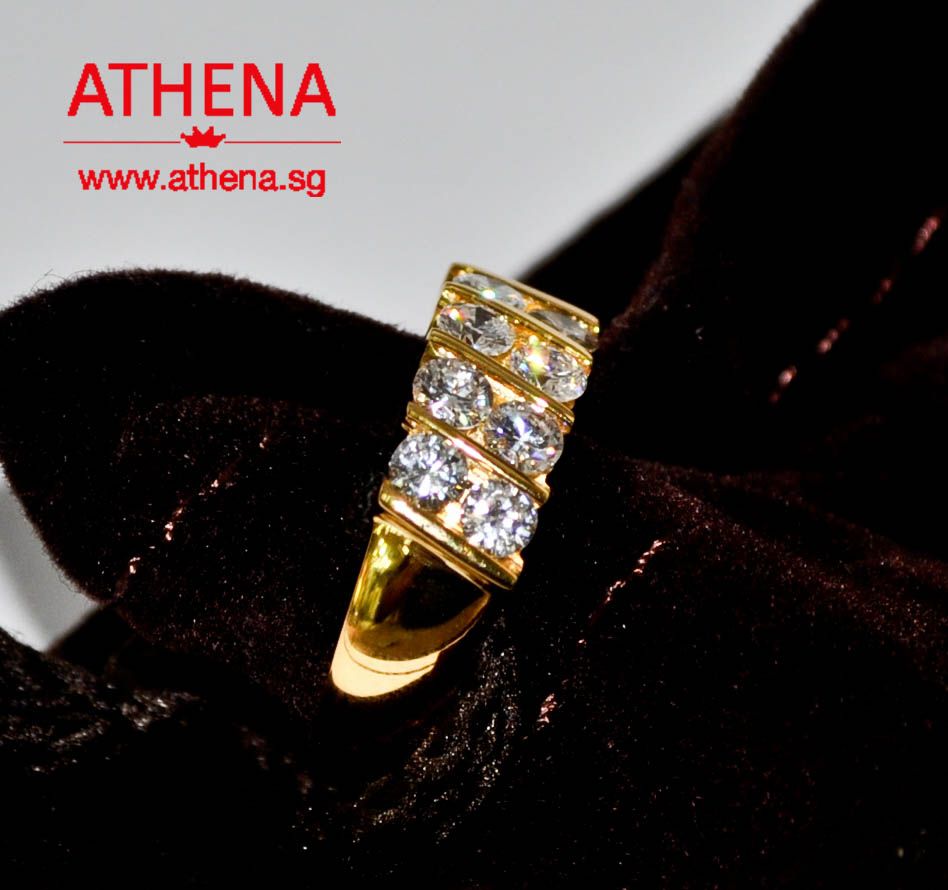 20K YG SLASH DESIGN DIAMOND RING D8-1.00CTS 5.94G (SIZE 14.5) - Image 3