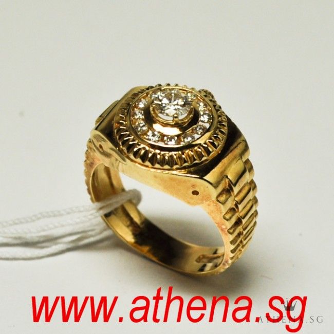 20K YG WATCH DESIGN DIAMOND RING D1-0.30CTS D12-0.30CTS 8.00G
