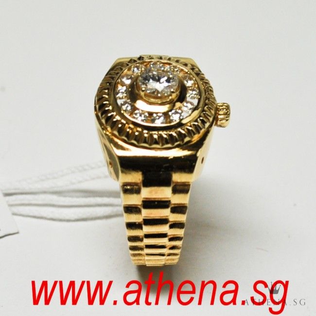 20K YG WATCH DESIGN DIAMOND RING D1-0.30CTS D12-0.30CTS 8.00G - Image 3