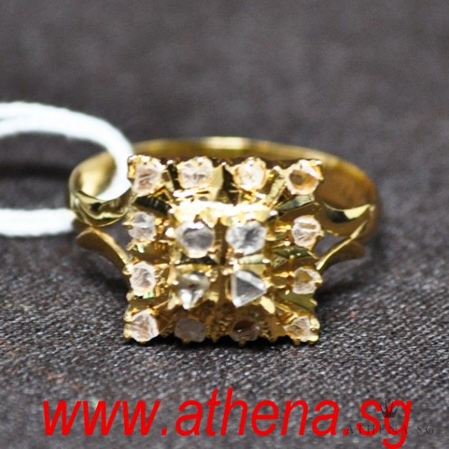 18K YG ANTIQUE DESIGN INTAN RING 2.57G (SIZE 14.5) - Image 3