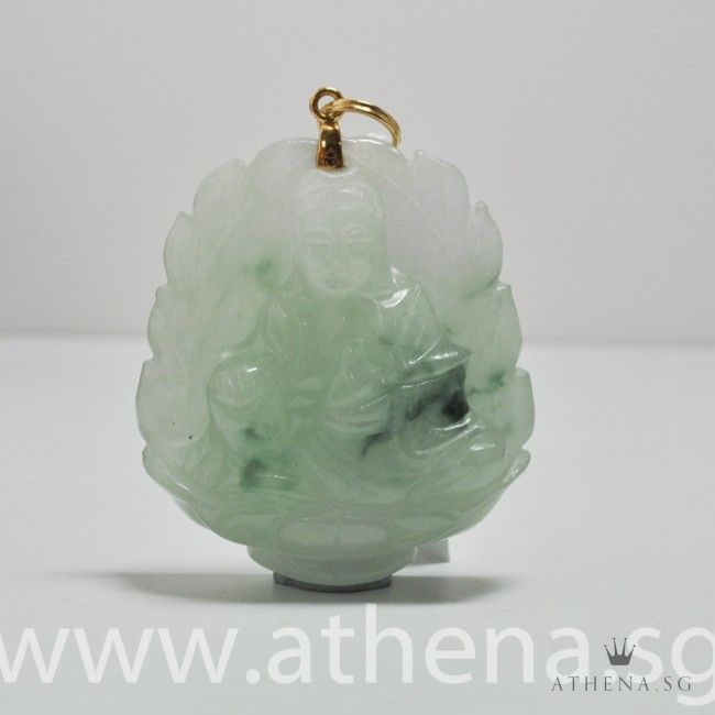 916 Y/G "GUAN YIN" DESIGN JADE PENDANT 45.39G