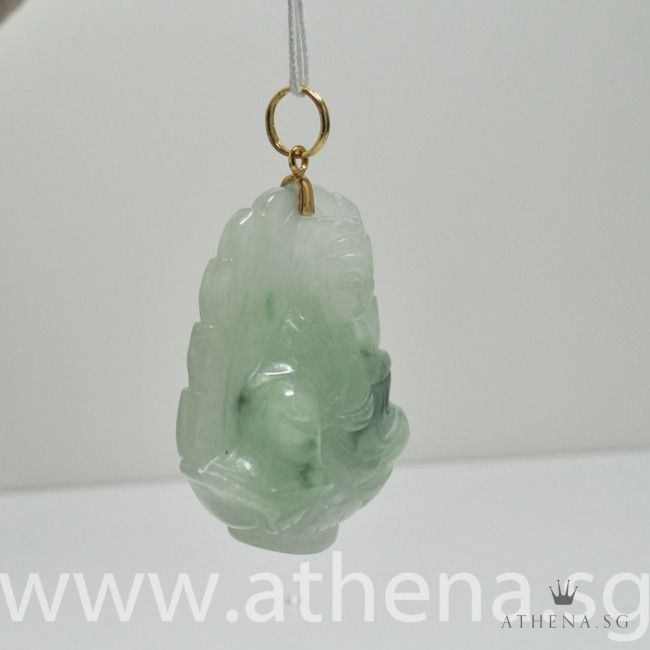 916 Y/G "GUAN YIN" DESIGN JADE PENDANT 45.39G - Image 2