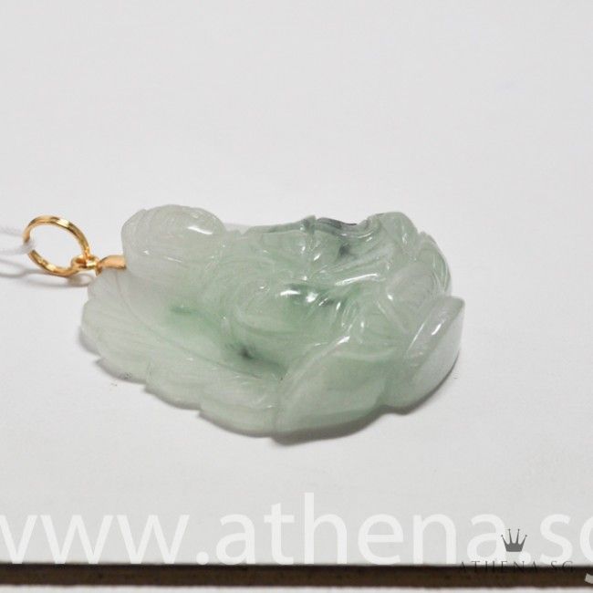 916 Y/G "GUAN YIN" DESIGN JADE PENDANT 45.39G - Image 3