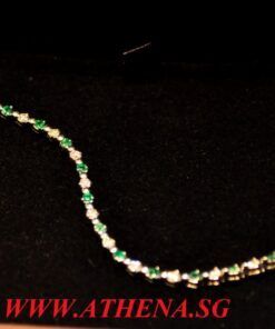PT850 W/G EMERALD DIAMOND BRACELET E-1.09CTS/D-1.00CTS 11.98G