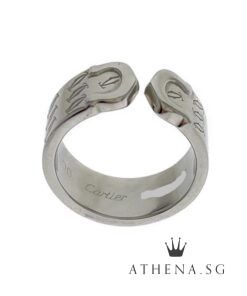 Alternative view of 18K WHITE GOLD CARTIER DOUBLE C MOTIF MONOGRAM RING 11.38G
