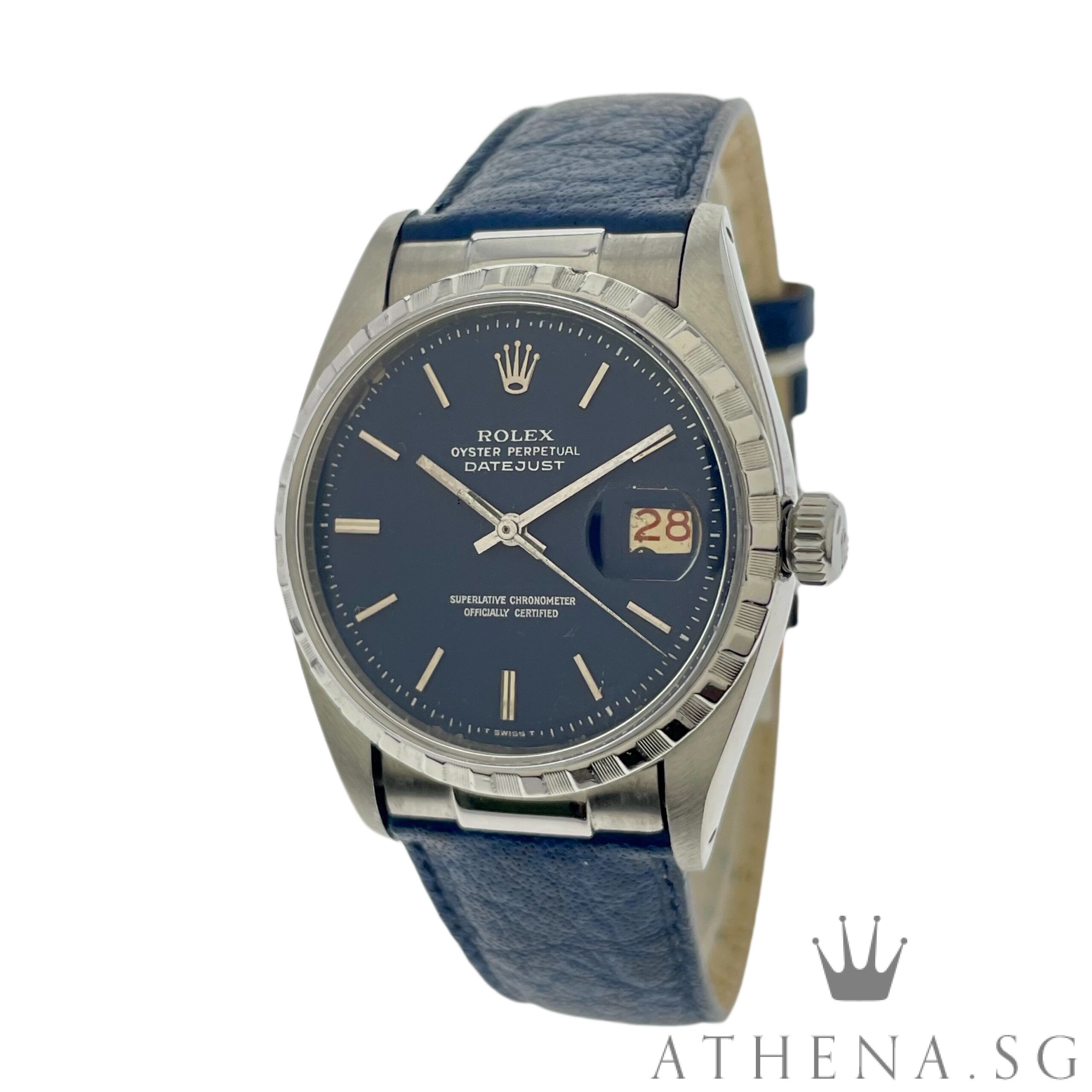 VINTAGE ROLEX OYSTER PERPETUAL DATEJUST "BLUE INDEX DIAL" 6605