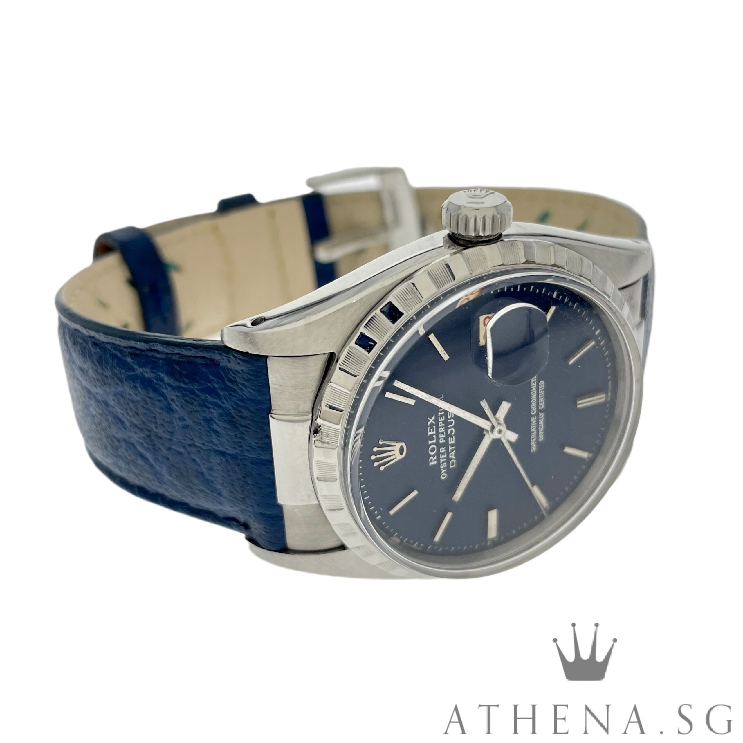 VINTAGE ROLEX OYSTER PERPETUAL DATEJUST "BLUE INDEX DIAL" 6605 - Image 2