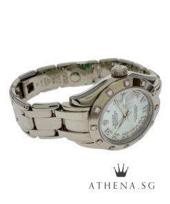 Alternative view of ROLEX 18K WHITE GOLD OYSTER PERPETUAL PEARL MASTER "P" SERIES "MOP ROMAN DIAL" WITH CERT 80319 (LOCAL AD)