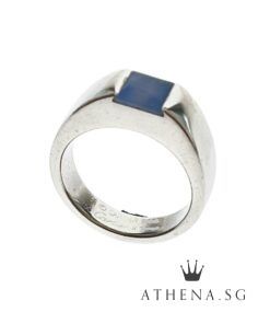 Alternative view of 18K W/G CARTIER TANK WITH MOONSTONE RING 9.38G [SIZE 48]