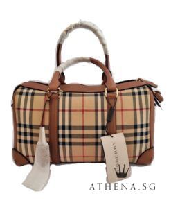 NEW!! BURBERRY HORSEFERRY CHECK MEDIUM ALCHESTER ARMOUR BOWLING BAG