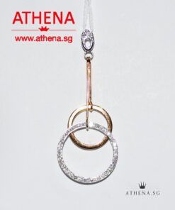 18K 2 TONE DANGLING DIAMOND PENDANT D57-0.57G 3.67G