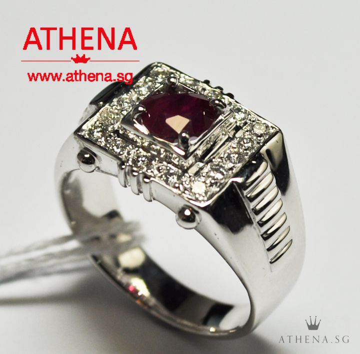 18K W/G RUBY RING WITH DIAMOND D16-0.40CTS 7.60G (WITH CERT) (SIZE 13) - Image 2