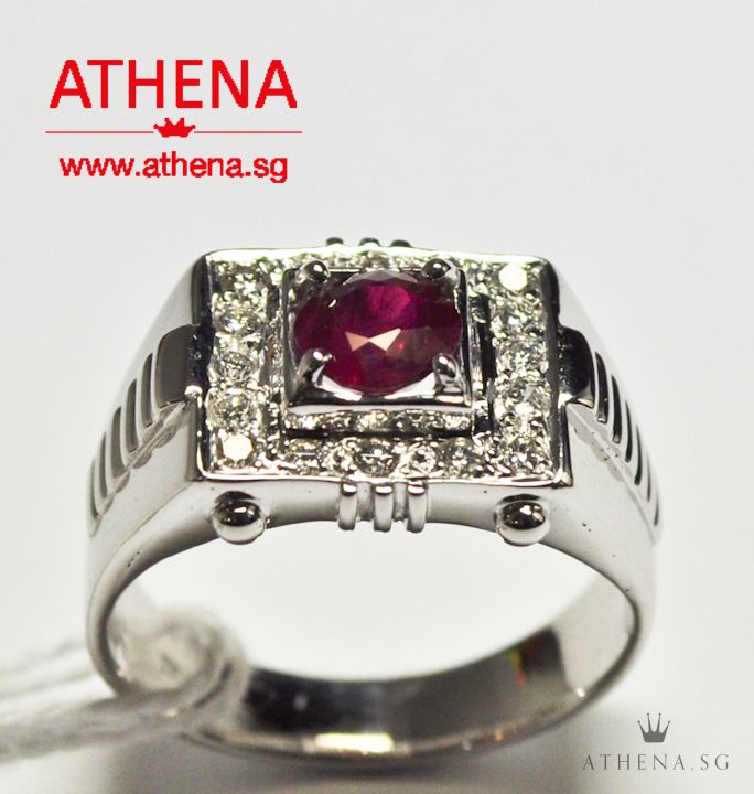 18K W/G RUBY RING WITH DIAMOND D16-0.40CTS 7.60G (WITH CERT) (SIZE 13) - Image 3