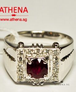 18K W/G RUBY RING WITH DIAMOND D16-0.40CTS 7.60G (WITH CERT) (SIZE 13)