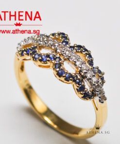 Alternative view of 18K YG BLUE SAPPHIRE RING WITH DIAMOND D19-0.20CTS 3.48G (SIZE 16.5) [NETT $748.00]
