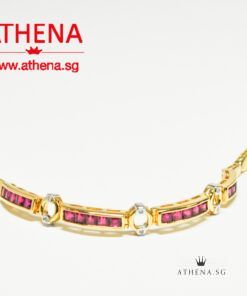 18K YG RUBY BRACELET WITH DIAMOND D6-0.06CTS 7.07G