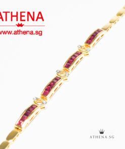Alternative view of 18K YG RUBY BRACELET WITH DIAMOND D6-0.06CTS 7.07G
