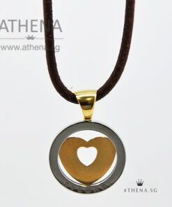 Alternative view of 18K YG WITH STEEL BVLGARI TONDO HEART ON CORD NECKLACE 19.22G