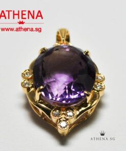 20K YG AMETHYST PENDANT WITH DIAMOND D8-0.15CTS 7.44G