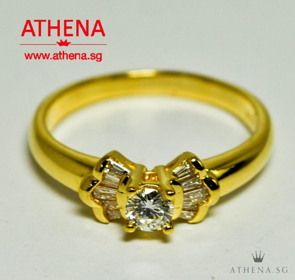 20K YG RIBBON DIAMOND RING D1-0.17CTS TD10-0.20CTS 3.93G