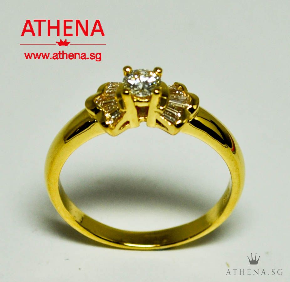 20K YG RIBBON DIAMOND RING D1-0.17CTS TD10-0.20CTS 3.93G - Image 3