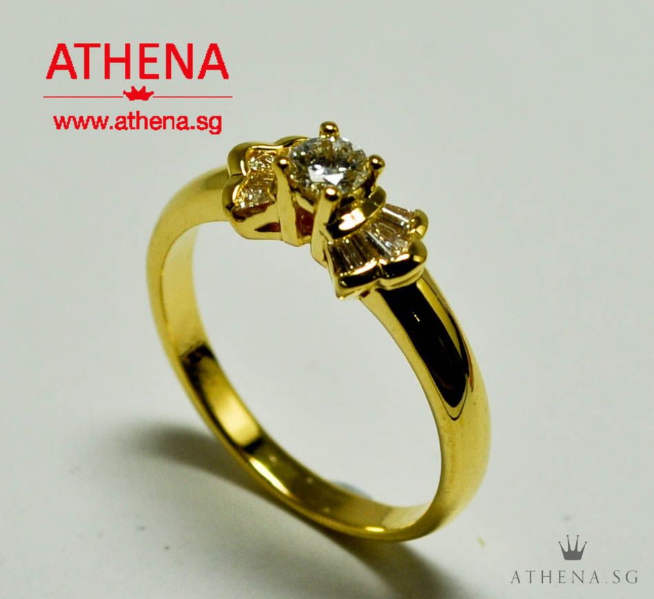 20K YG RIBBON DIAMOND RING D1-0.17CTS TD10-0.20CTS 3.93G - Image 2