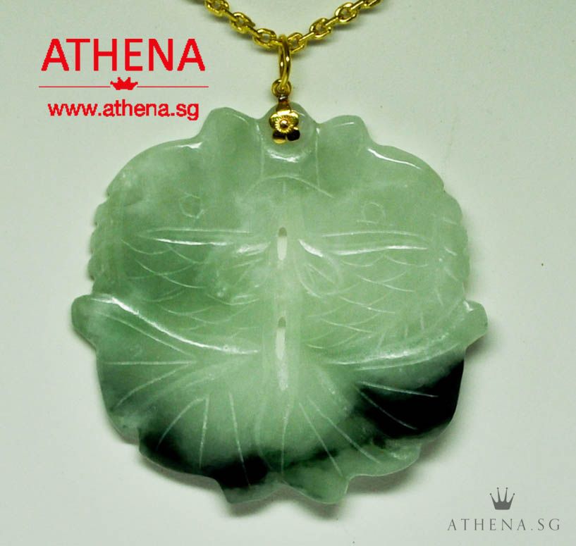 TYPE "A" 20K YG FISH DESIGN JADE PENDANT 15.81G (WITH CERT) - Image 4