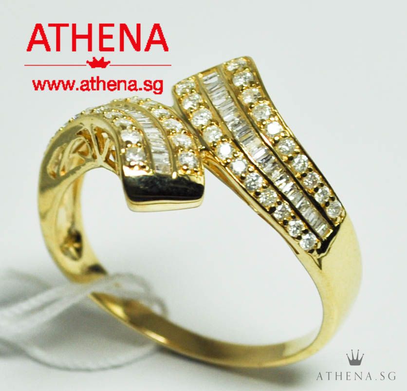 9K YG DIAMOND RING D42-0.50CTS TD40-0.40CTS 2.95G - Image 2