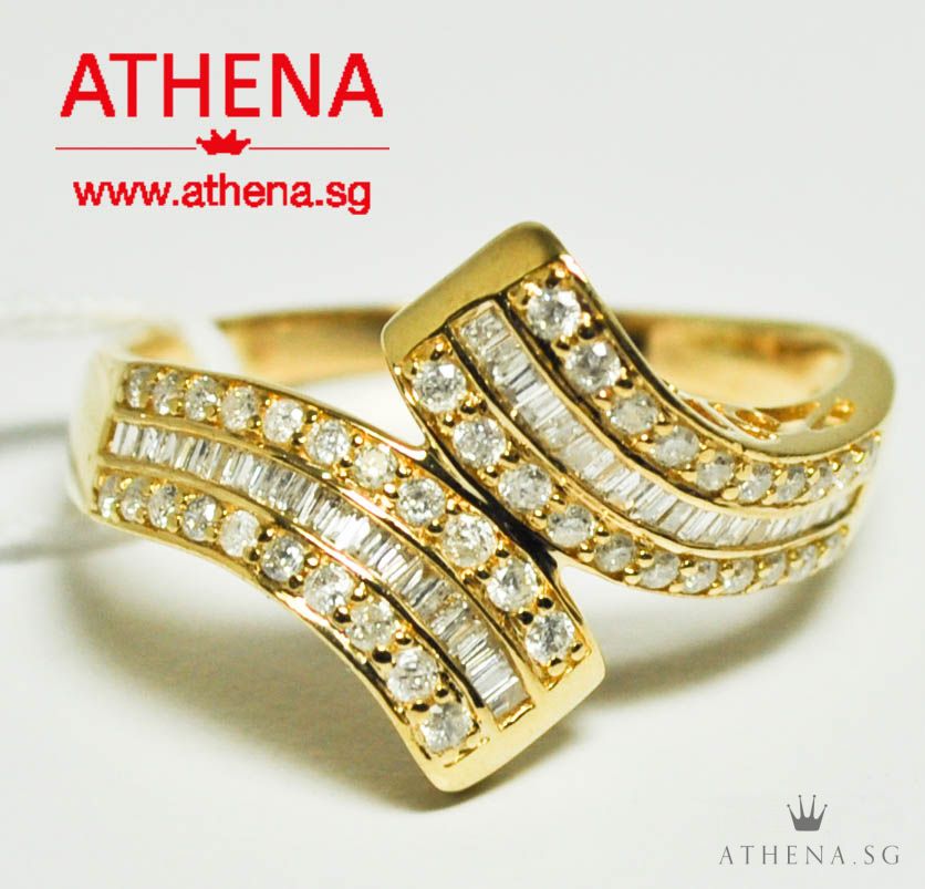 9K YG DIAMOND RING D42-0.50CTS TD40-0.40CTS 2.95G