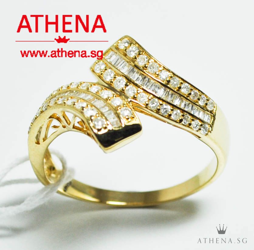 9K YG DIAMOND RING D42-0.50CTS TD40-0.40CTS 2.95G - Image 3