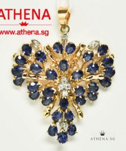 Alternative view of 14K YG BLUE SAPPHIRE PENDANT WITH DIAMOND D8-0.13CTS 7.95G