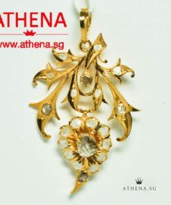 18K YG ANTIQUE DESIGN INTAN PENDANT 3.21G